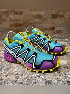 Salomon Speedcross 3 Shoes Women's 7.5 Blue Purple Trail Running Sneakers 329784